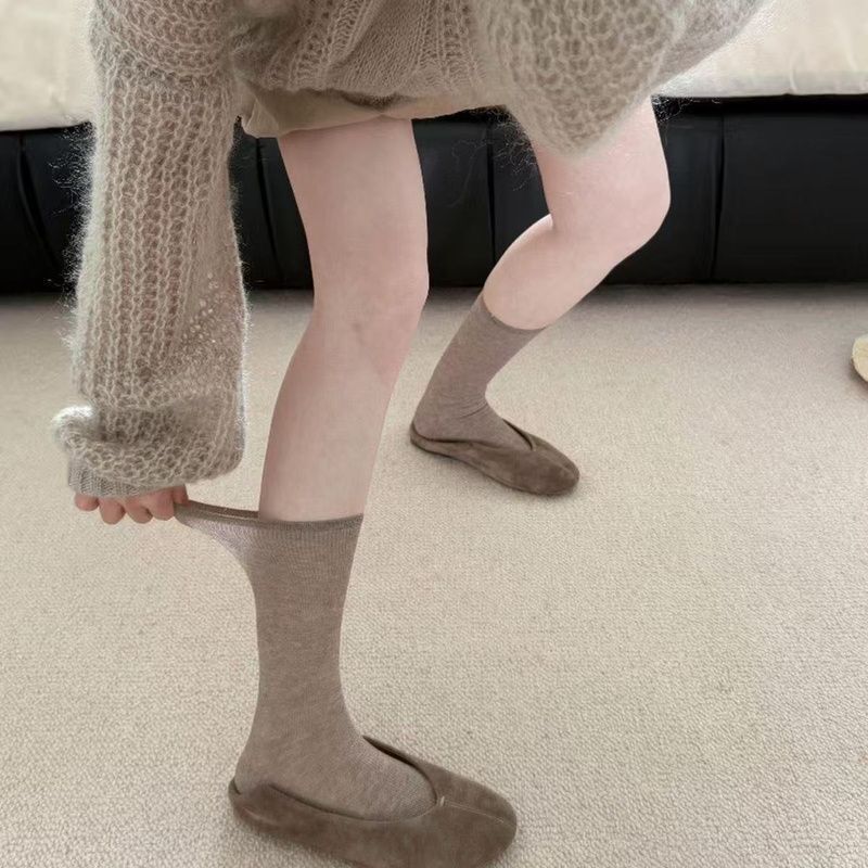 Spring and Summer Thin Buttoned Bubble Pleated Breathable Ballet-Style Sweet Solid Color Versatile Slouch Socks for Girls Lolita Socks