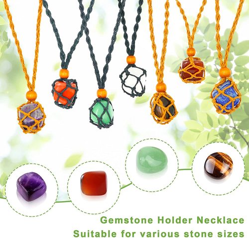 Large irregular natural stone yoga stone bracelet set mesh bag woven DIY necklace pendant