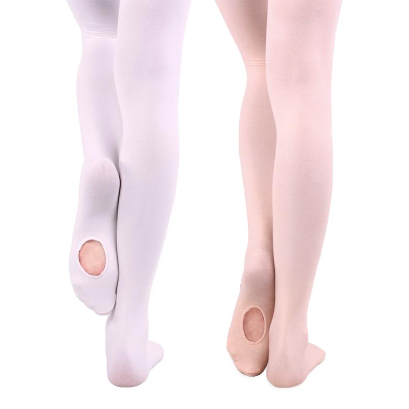 Calcetines de baile de terciopelo para niños y adultos, calcetines de ballet profesionales color piel con agujeros para calificación, no transparentes, efecto pierna desnuda.