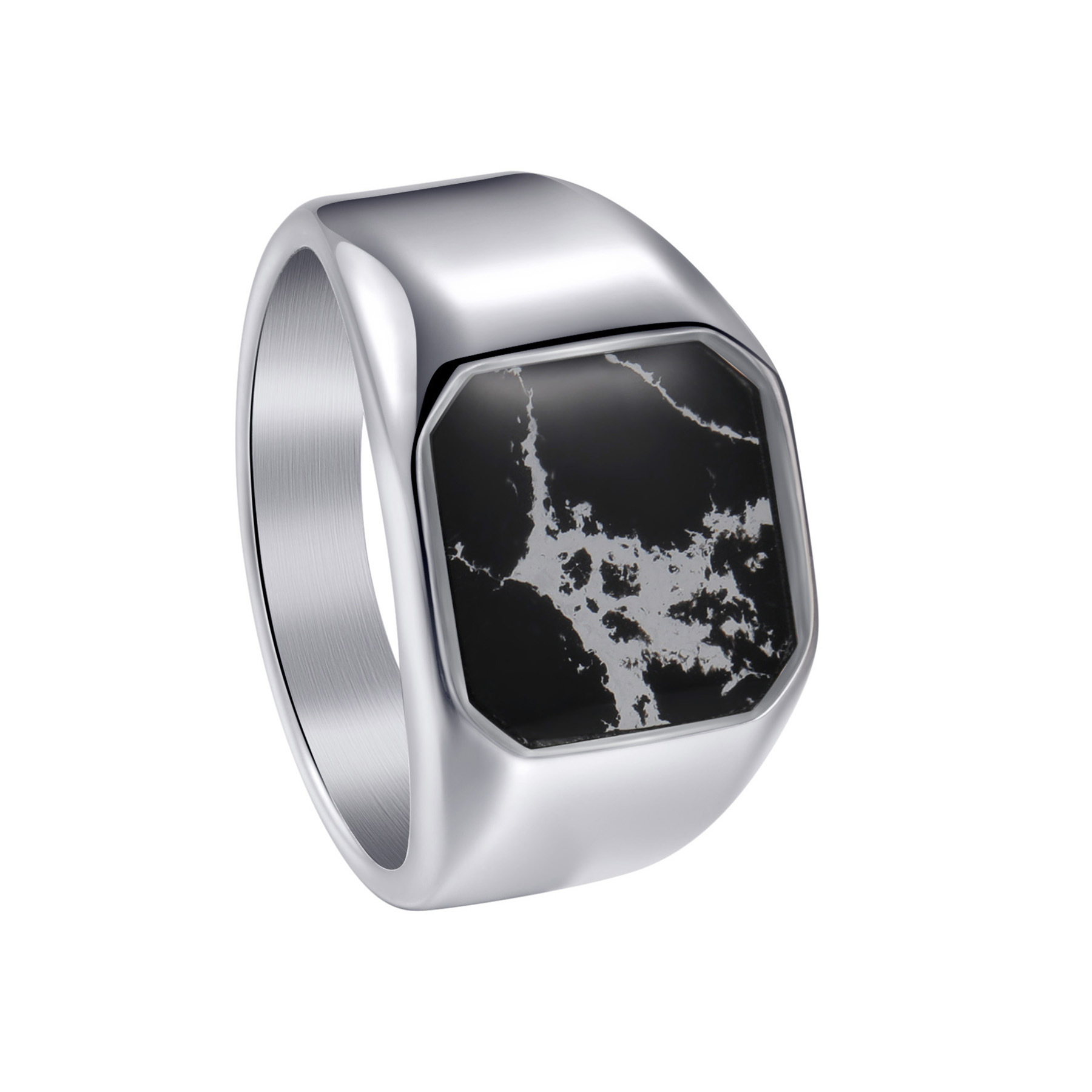 All Seasons Season Retro Classic Style Geometric Titanium Steel Plating Men's Rings Men Signet Rings