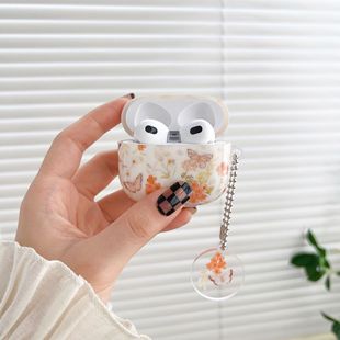 for apple Airpods1/2 3 pro pro2 bluetooth headset protective cover butterfly flower bushes imd shell