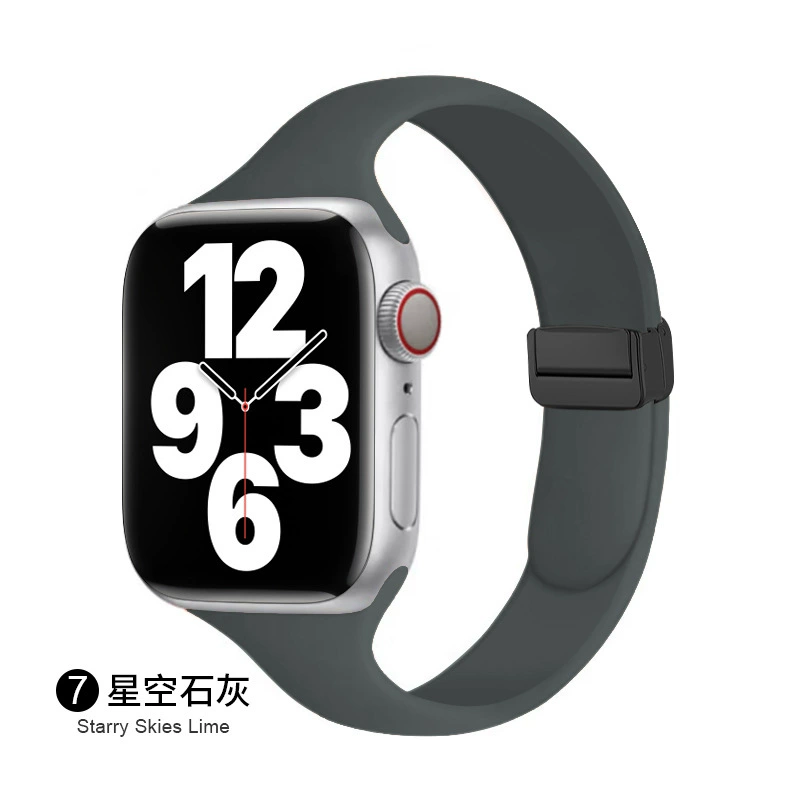 Совместимый ремешок Apple Watch всей линейки, можно использовать 14 мм магнитную складную застежку, силиконовый ремешок для маленькой талии Apple