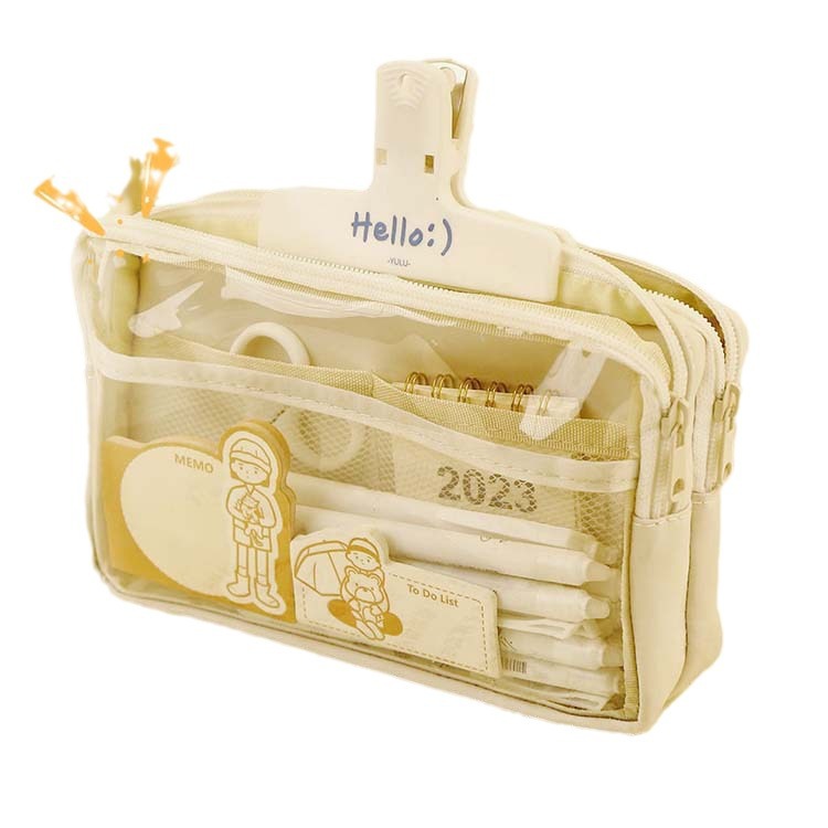 Estuche de lápices transparente 2023 nuevo de gran capacidad de alto rendimiento estudiante de secundaria Escuela Primaria niña papelería caja de lápices