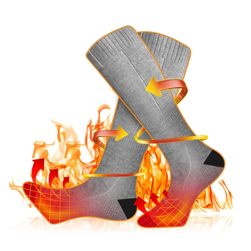 Calcetines de esquí eléctricos para personas de mediana edad y ancianos, tubo largo cálido de invierno, calcetines de calefacción de doble cara recargables usb