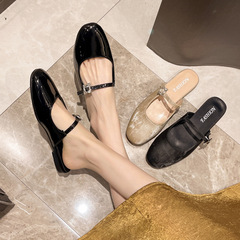 2025春季新款懶人仙女穆勒法式單鞋半拖鞋女夏外穿包頭