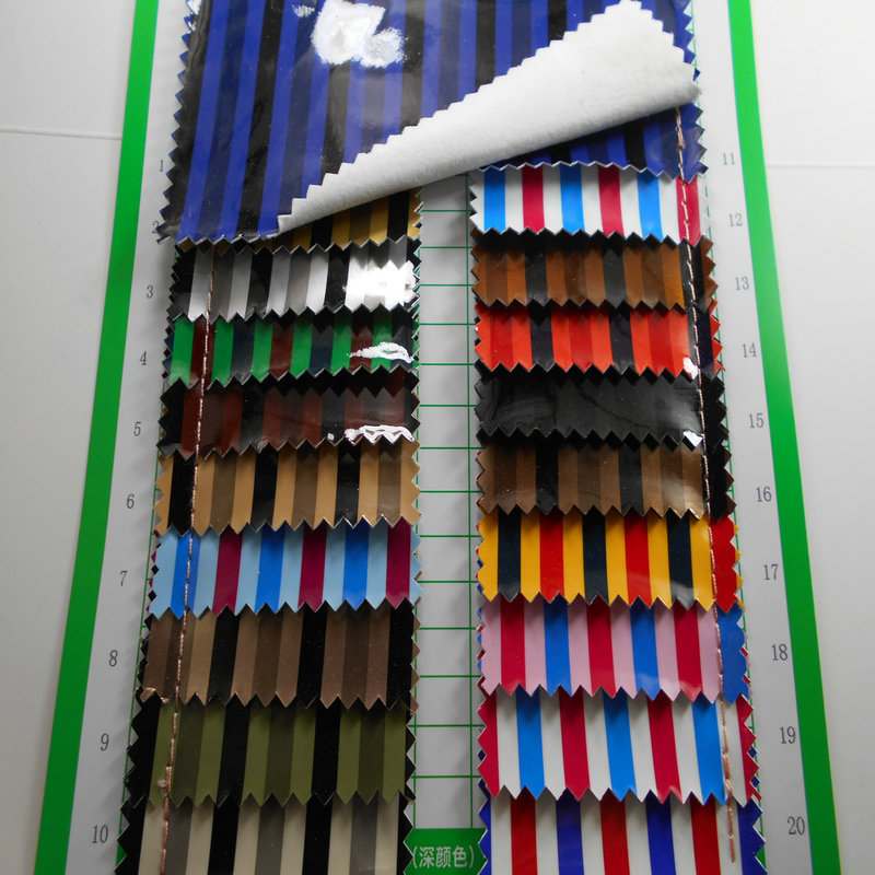 镜面PU印花皮革 印花条纹PU革 彩条人造革无痕箱包手袋皮具鞋面料