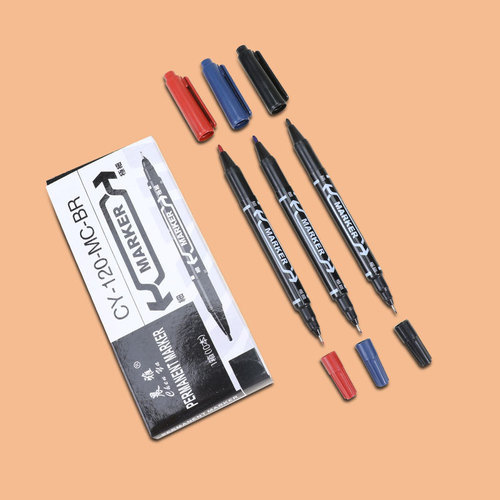 Small double-headed oil-based marker pen black blue red art hook pen non-fading logistics marker pen art water-based painting