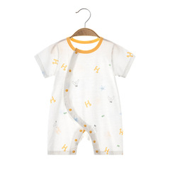 Baby one-piece summer short-sleeved baby summer item ultra-thin open-collared pure cotton pinafore children's air conditioning clothing crawling suit