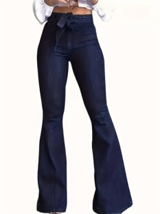 J 33219 High Waist Stretch Tie Flare Jeans ����ϵ������ѝ