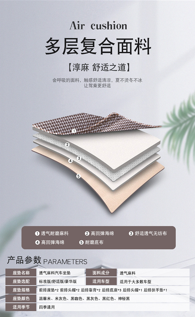 Linen Fully Enclosed Car Seat Cushion Seat Cover Cross-Border Foreign Trade Car Seat Cushion Universal Four-Season Car Seat Cover Car