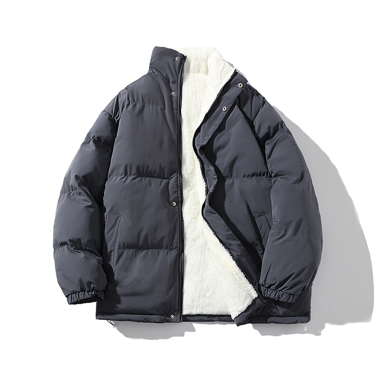 Stand-up Collar Padded Jacket For Men And Women With Fleece Loose Padded Jacket For Couples With Padded Jacket For Men With Fleece_viptrois.com