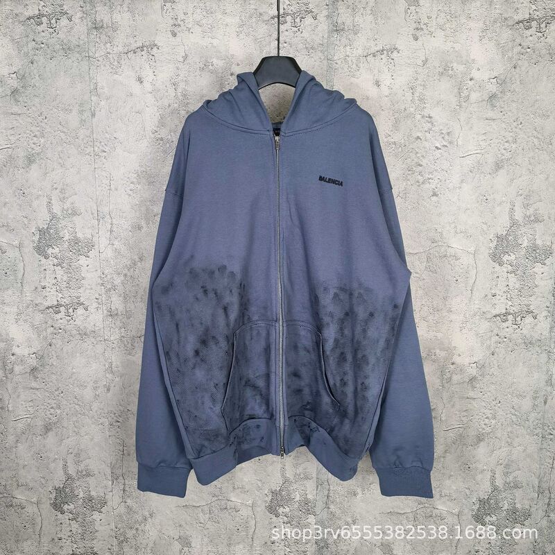 Correct Version B Brand 25Fw New Vintage Distressed Paint Splatter Graffiti Hand-Painted Hooded Zip-Up Sweatshirt Jacket Correct Version B Brand 25Fw New Vintage Distressed Paint Splatter Graffiti Hand-Painted Hooded Zip-Up Sweatshirt Jacket