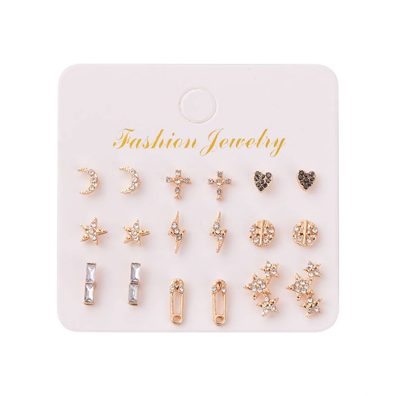 Simple Star Moon Alloy Earrings Multi-piece Set display picture 6