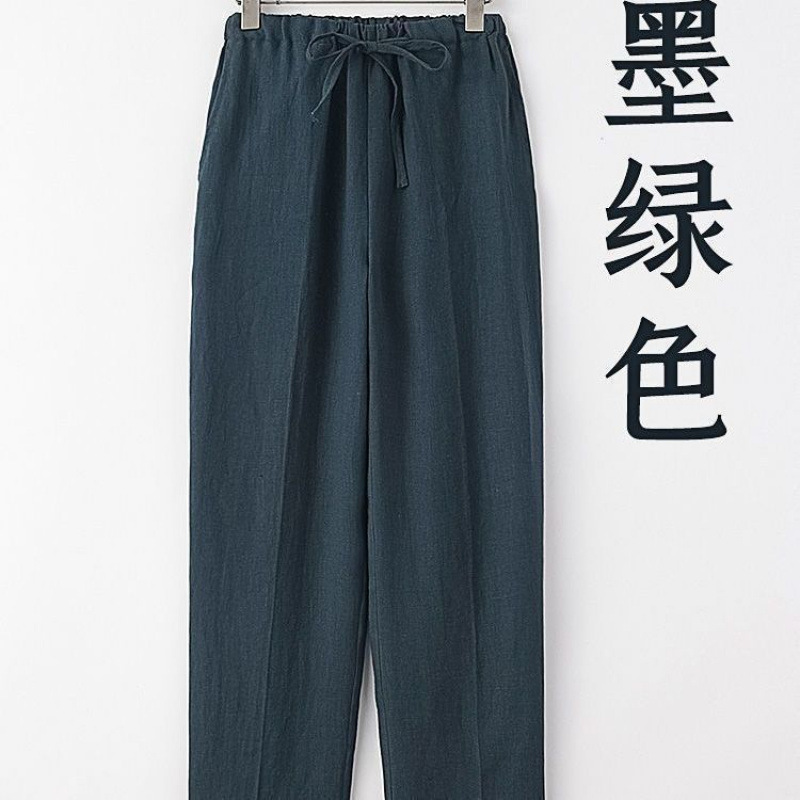 リネンパンツメンズサマーカジュアルパンツ薄い中国風チャイナパンツメンズストレートパンツレトロスタイル綿とリネンのズボン|undefined
