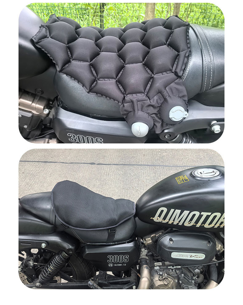 Motorcycle inflatable seat cushion, shock-absorbing and breathable, suitable for long-distance riding in summer, soft and comfortable, universal airbag seat cushion for electric vehicles