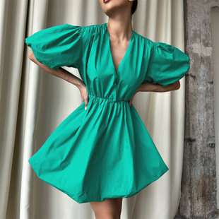 Women casual Vneck short sleeveddress�W�����eŮV�I�����B��ȹ