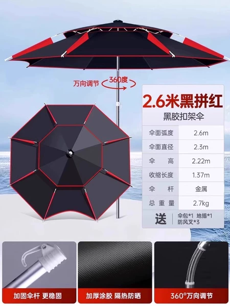 ＜＜[Double-layer thickening, breathable and sunscreen] Vinyl-2.6 meters black and red＞＞