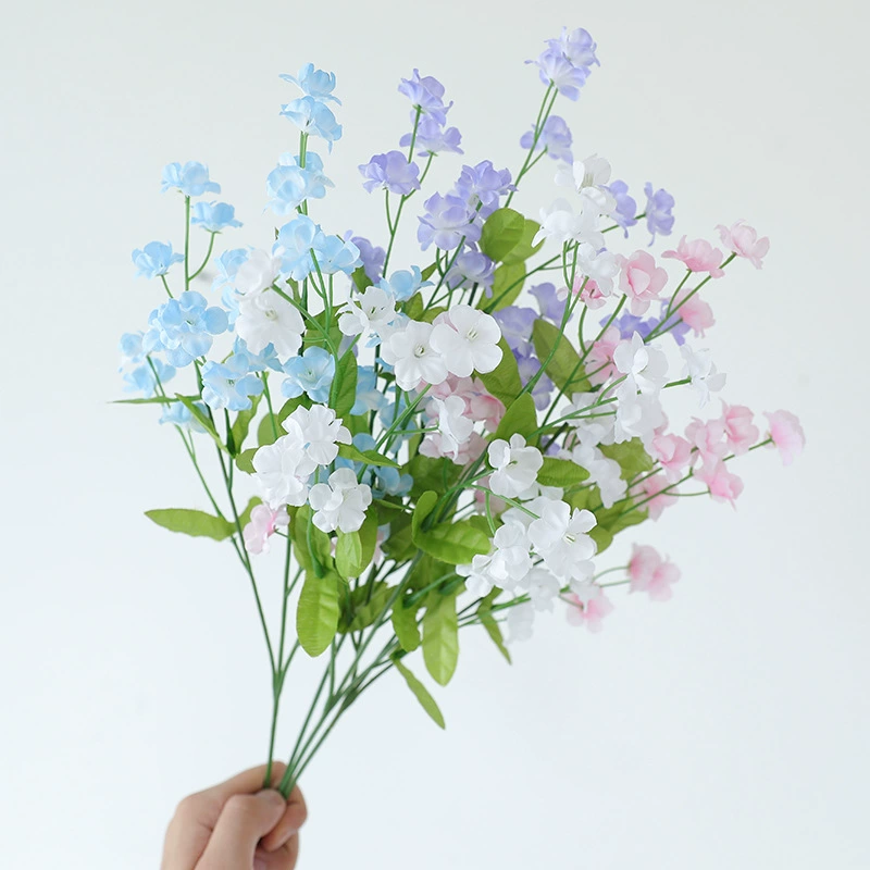 Весна одинарная ветка 3 вилки forget-me-not моделированные цветы, домашнее вино украшение свадебная фотоподдержка forget-me-not искусственные шелковые цветы