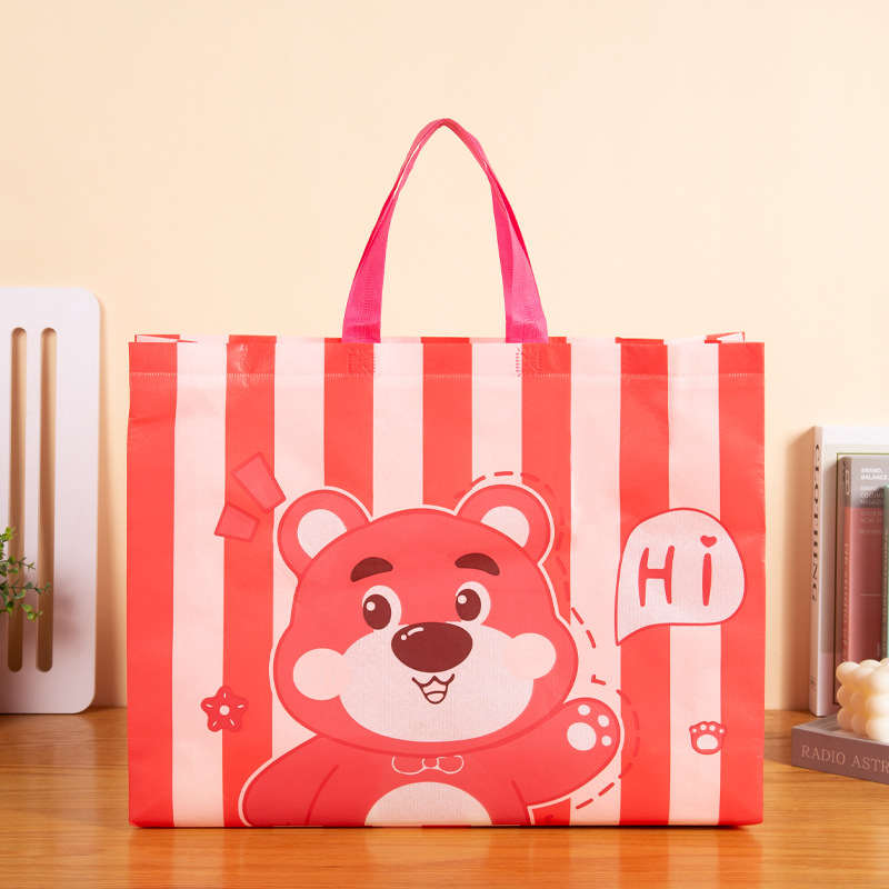 Nueva tela no tejida recubierta engrosada linda cara sonriente amarilla ropa de mujer para niños compras portátiles tienda de ropa Orden de bolsa image 8