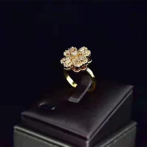 Fashion Flower Copper Open Ring Inlay Zircon Copper Rings