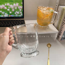 咕噜咕噜大口杯创意ins韩国风大容量玻璃杯果汁奶茶牛奶咖啡杯