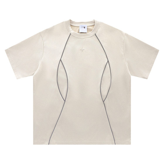 Urban function deconstruction style cityboy solid color simple fashion blockcore wear men's short sleeve T-shirt tee
