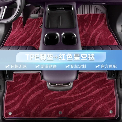 Designed for Gac Trumpchi Gs4, Modelə uyğun ayaqaltı - trumpchi-gs4-15-19-models-double-layer-mist-purple-red-starry-sky-blanket-total-thickness-6mm-soft-100-tpe-foot-mat