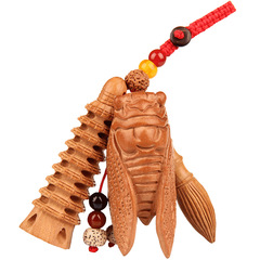 桃木文昌塔鑰匙扣桃木文昌筆隨身掛件蟬書包掛飾