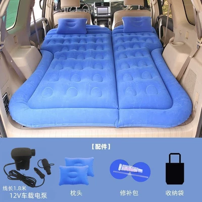 Bed, Off-Road Vehicle Backseat Sleeping – Vehicle-mounted inflatable bed - for-trunk-only-suv-honeycomb-blue-with-18m-pump