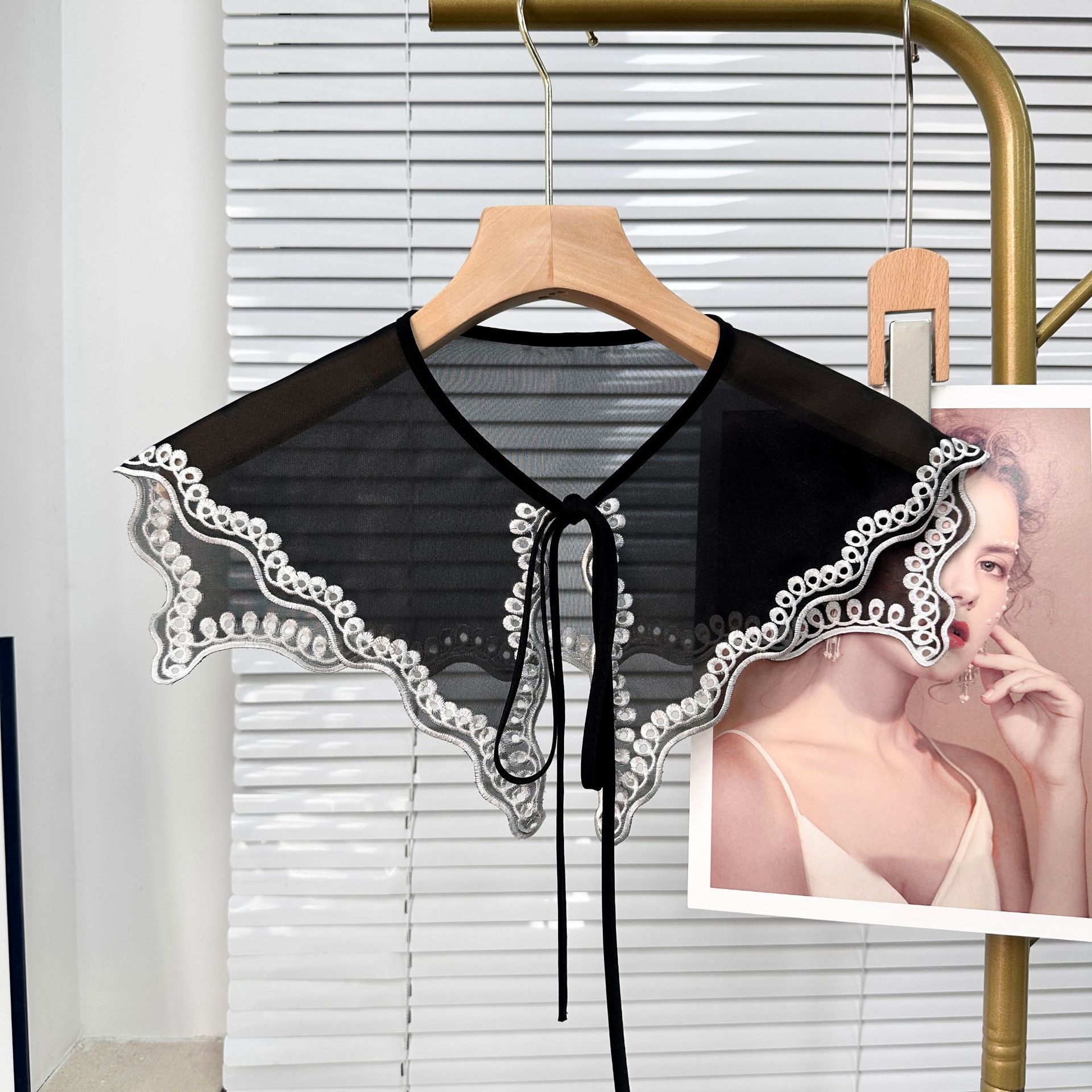 Primavera y verano delgada chale de encaje de mujer correa de cuello falso abrigo abrigo abrigo suéter cheongsam image 3