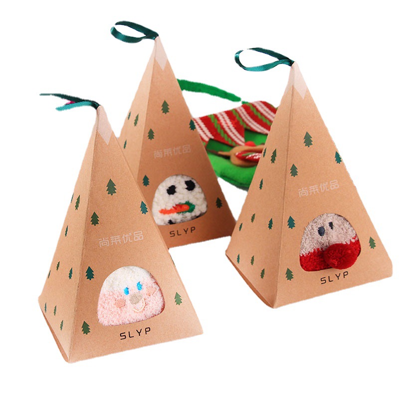 Nuevos calcetines de lana de coral para mujer Dibujos animados tridimensionales japoneses Calcetines de piso de Navidad Otoño e Invierno engrosados calcetines de media pantorrilla