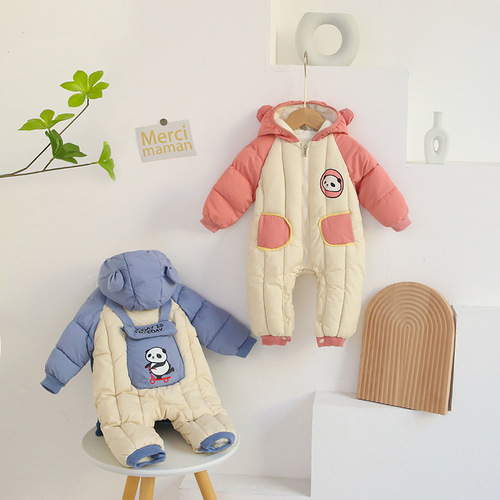Winter crawler suit for newborn babies, padded jacket for babies, unisex baby onesie set, wearable outerwear for carrying