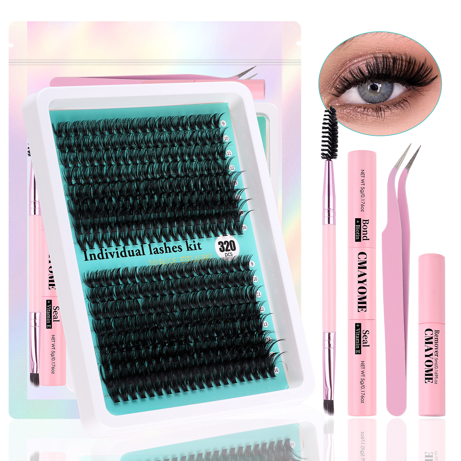 Grenzüberschreitende neue 30D100D dicke einzelne Büschel falsche Wimpern Set 9 16mm Curling DIY segmentierte Wimpern_voghion.com