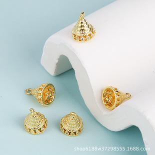 Hairpin Pendant diy Earrings Jewelry Accessories Zircon Creative Bell Semi-finished Jewelry Making Copper Plated with Gold
