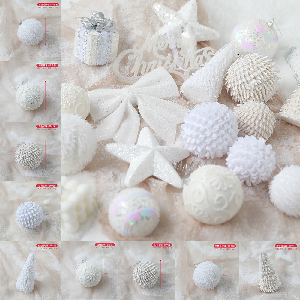 Amazon decoraciones de Navidad Bola de espuma blanca bola de nieve árbol de Navidad decoración colgante al por mayor
