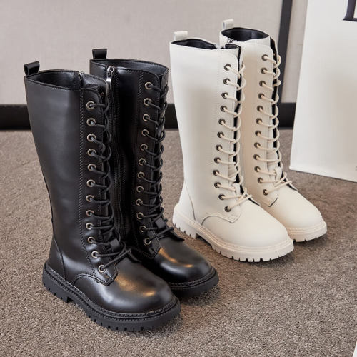 Girls' velvet boots 2024 new high cotton boots princess boots little girls' boots middle and older children's style Martin boots
