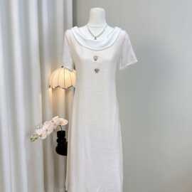 古拉良品海星派对连衣裙宽松显瘦字裙刺绣拼接浪漫法式长裙