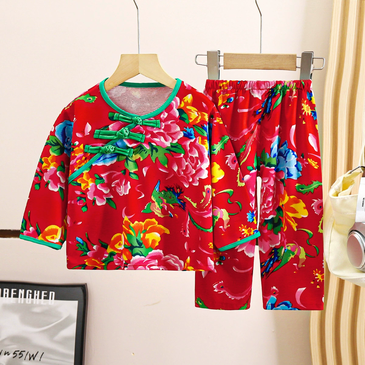 Осенняя домашняя одежда Зимняя пижама Толстое нижнее белье детское детское детское платье Новая китайская девочка