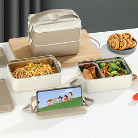 304不锈钢保温便当盒大容量双层便当饭盒多功能学生分格便携餐盒