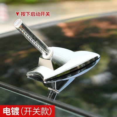 vehicle antenna flash light solar car decorative - electroplating-silver-switch-type