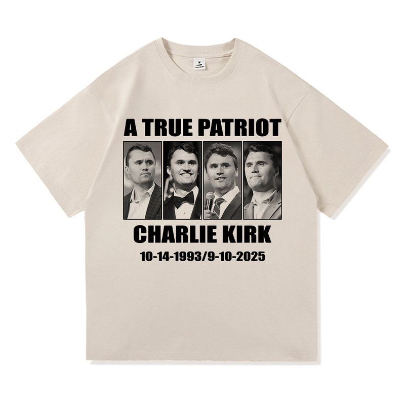 2025外贸新款Charlie Kirk自由T恤时尚男/女原宿美学字母印花T恤|undefined