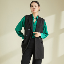 鑫阁 法式西装马甲女款背心外套2025早秋装新款宽松休闲无袖马夹