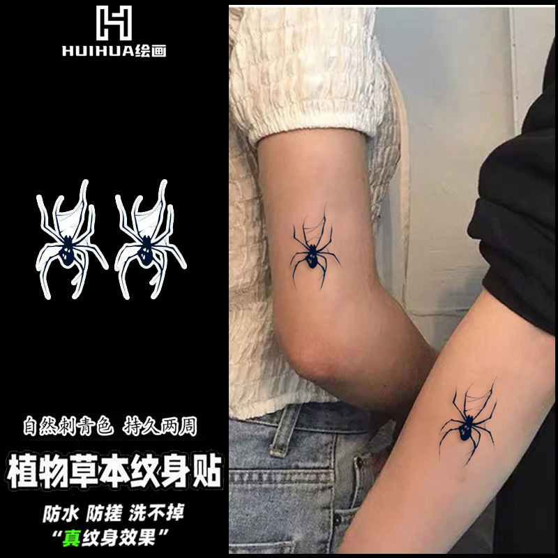 Trendy Cool Spider Tattoo Ins Juice Spicy Girl Semi-Permanent Realistic Waterproof Long-Lasting Couple Non-Reflective