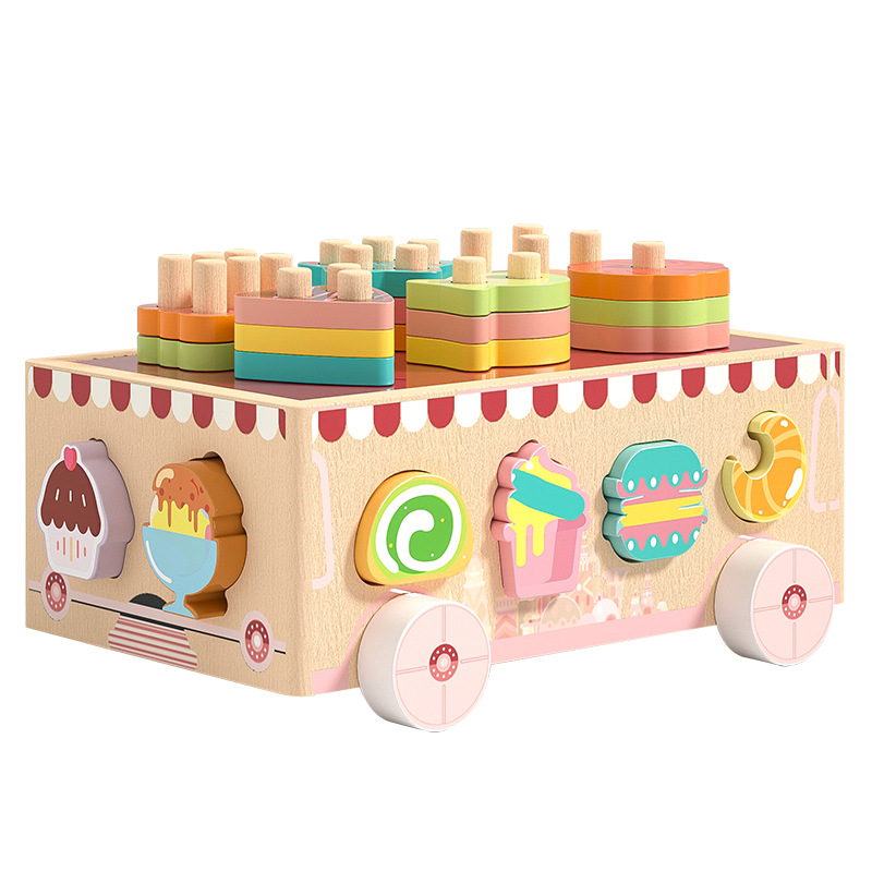 Juguetes educativos para niños, remolque intelectual, carro de bloques de construcción, forma geométrica, remolque de emparejamiento, clasificación cognitiva, caja de inteligencia