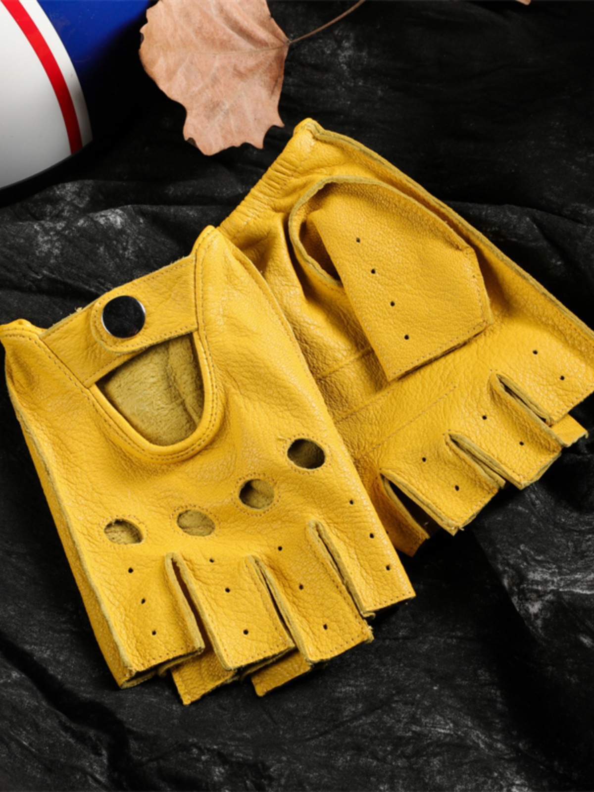 하프 핑거 장갑 남자의 양가죽 Deerskin 얇은 통기성 오토바이 승마 피트니스 전술 할리 복고풍 오토바이