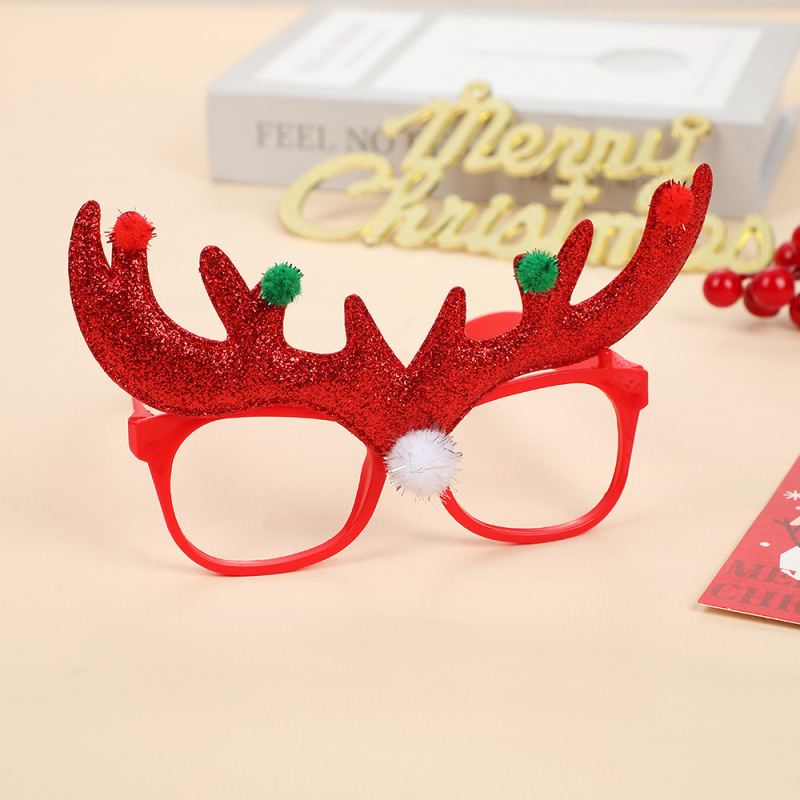 クリスマスクリエイティブ鹿の角メガネフレーム クリスマスパーティー装飾 クリスマス小道具 ホリデー用品 パーティーメガネフレーム|undefined