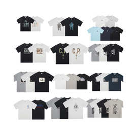 美式CP跨境外贸company圆领休闲印花纯棉时尚舒适宽松短袖男T恤