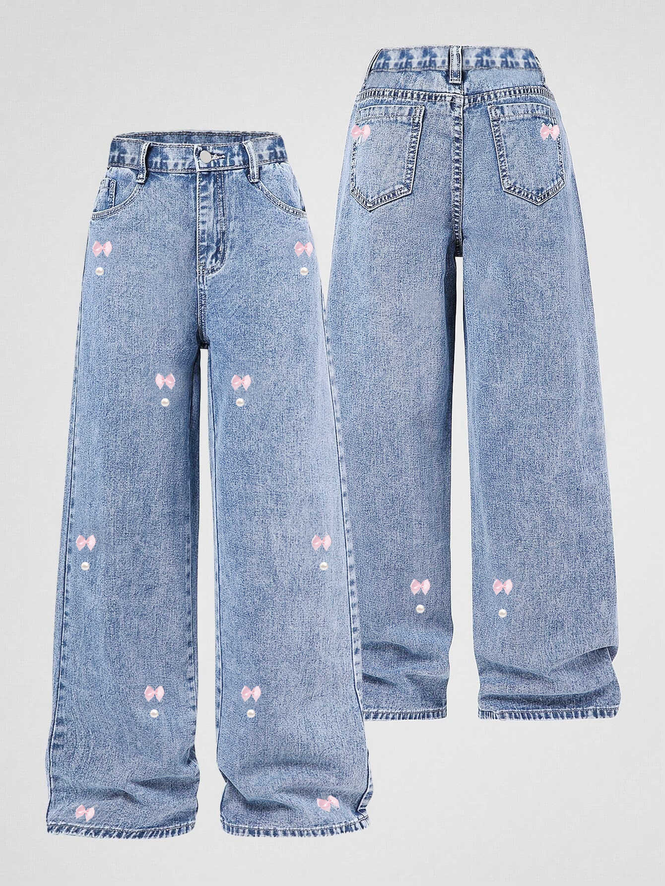 ​​Retro Washed High Waist Women's Straight Wide Leg Jeans - Loose Fit Denim Pants For Casual & Chic Style​​_ecoleips.com