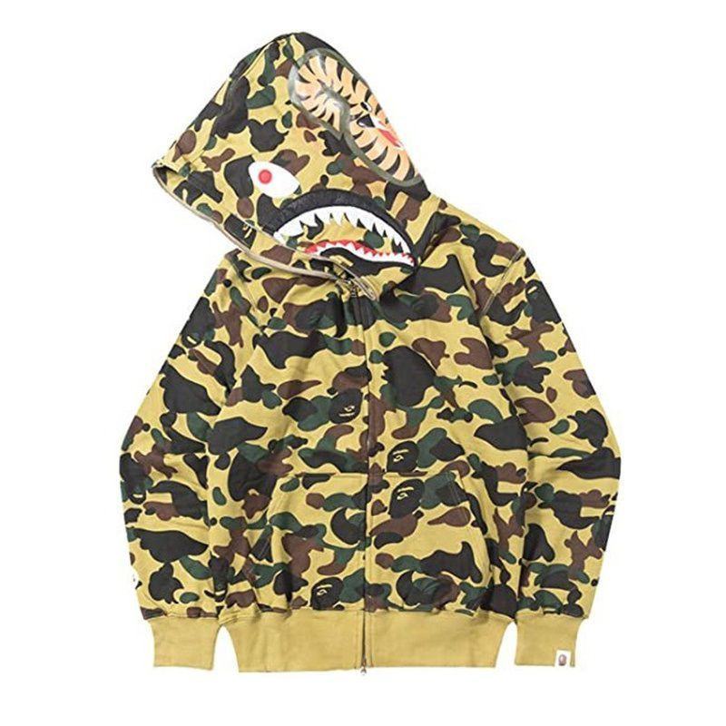 BAPE Shark Hooded Jacket 1st Camo Yellow