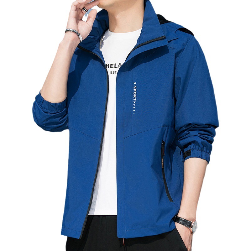 Chaqueta de exterior para hombre, estilo fino para primavera y otoño, cortavientos e impermeable, corte holgado, talla grande, chaqueta deportiva informal, hecha a medida para hombre.